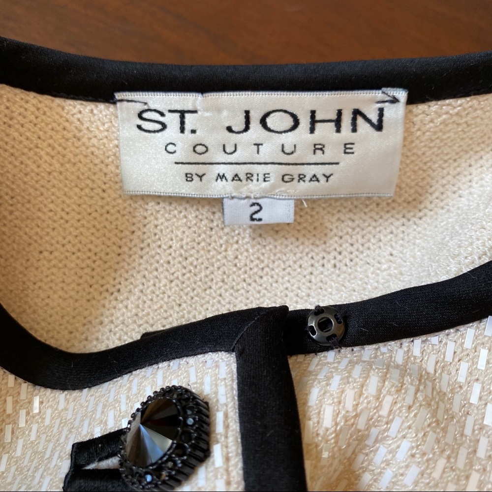 St. John by Marie Gray Sequin White/Black Blazer - Picture 8 of 8